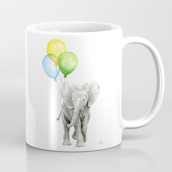 Elephant with Three Balloons Coffee Mug