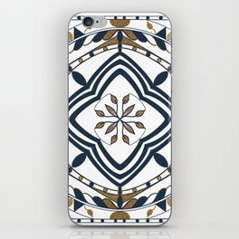 Tile Mandala Blue Gold 1 iPhone Skin