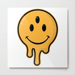 3rd Eye Smiley Face Drip Metal Print | Thirdeye, Sillyface, Emojit Shirt, Emotes, Funny, Drippy, Dandy, Stickers, Trending, Smileyfaces 