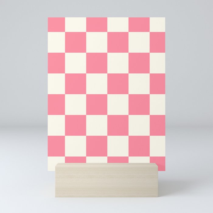 Pink Checkered Pattern Mini Art Print