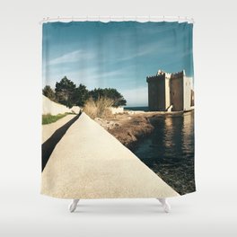 All Welcome at the Castle Shower Curtain
