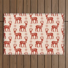 Christmas Reindeer Pattern Outdoor Rug