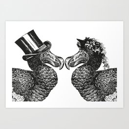 Mr and Mrs Dodo | Dodo Couple | Dodo Bird | Extinct Birds | Black and White | Art Print