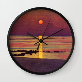 Sunset at the Beach landscape painting by Félix Vallotton Wall Clock