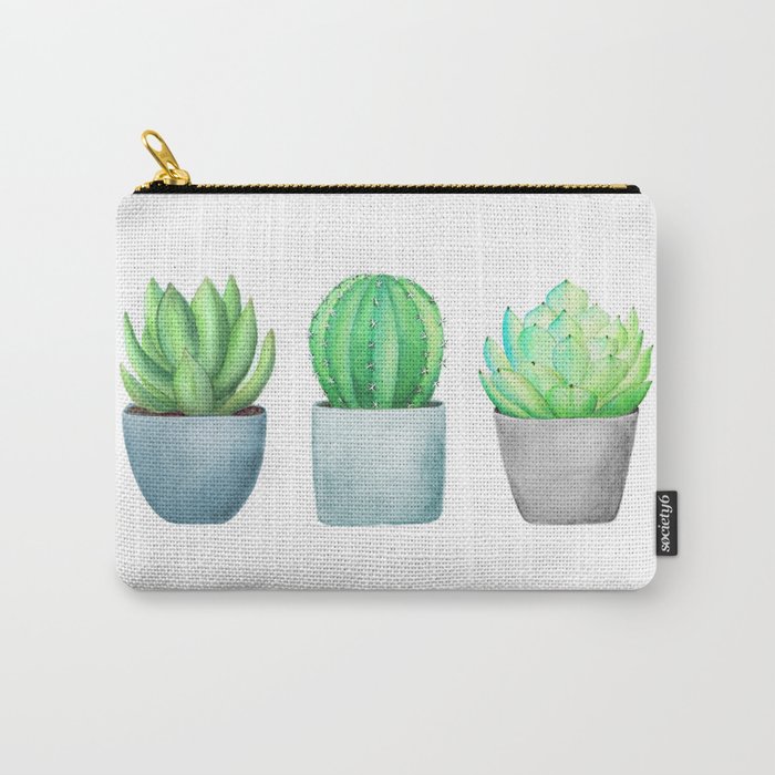 Succulent and Cacti Potted Garden Trio Carry-All Pouch