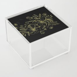 Gold Line Florals Acrylic Box