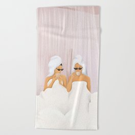 Morning with a friend Beach Towel