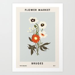 Flower market, Bruges, boho aesthetic Art Print