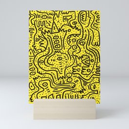 Yellow Graffiti Street Art Posca  Mini Art Print
