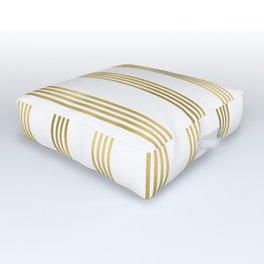 Simply luxury Gold small stripes on clear white - vertical pattern Outdoor Floor Cushion