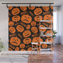 Halloween Boo Jack-O-Lanterns Black & Orange Wall Mural