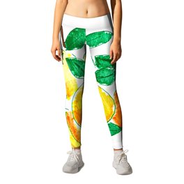 Summer apricots hand drawing Leggings