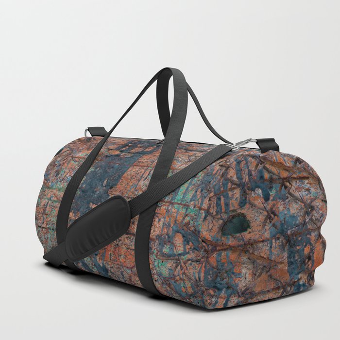 Abstract multicolor grunge background with abstract colored texture. Various color pattern elements. Old vintage scratches, stain, paint splats, brush strokes, dots, spots. Weathered wall background Duffle Bag