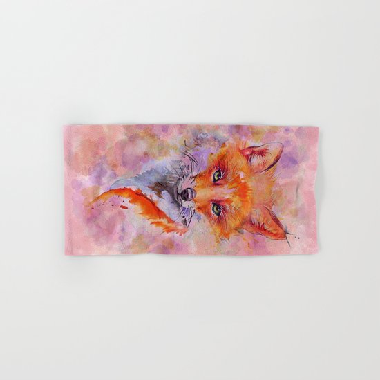 Watercolor colorful Fox Hand & Bath Towel