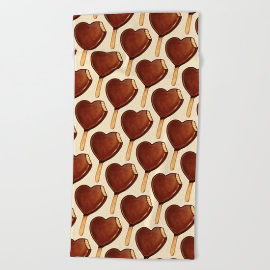 Ice Cream Pattern - Heart Beach Towel