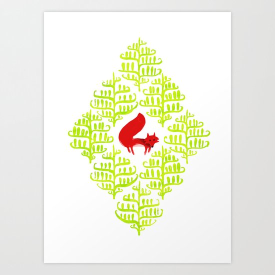 Damask forest pattern Art Print