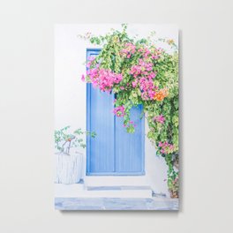 221. Flowers Door, Milos, Greece Metal Print