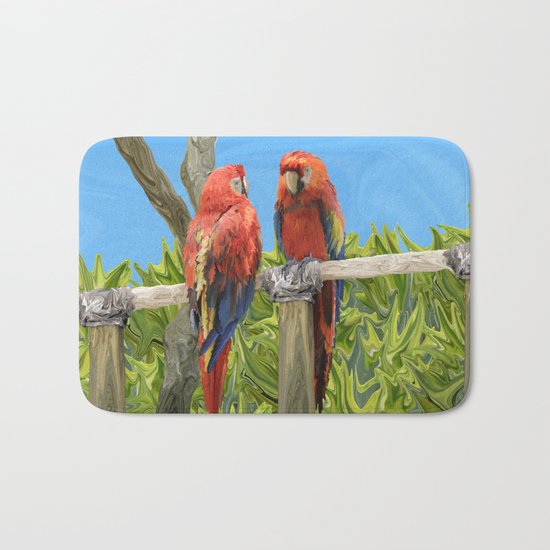 Scarlet Macaw Parrots Perching Bath Mat