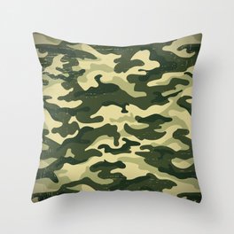 Green Wavy Grunge Pattern Throw Pillow