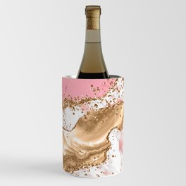 Pink And Gold Marble Ocean Waves Landscapes  Wine Chiller