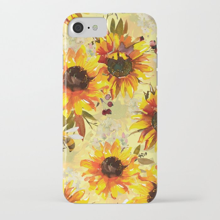 Sunflowers And Bees Forever - Sunflower Pattern iPhone Case