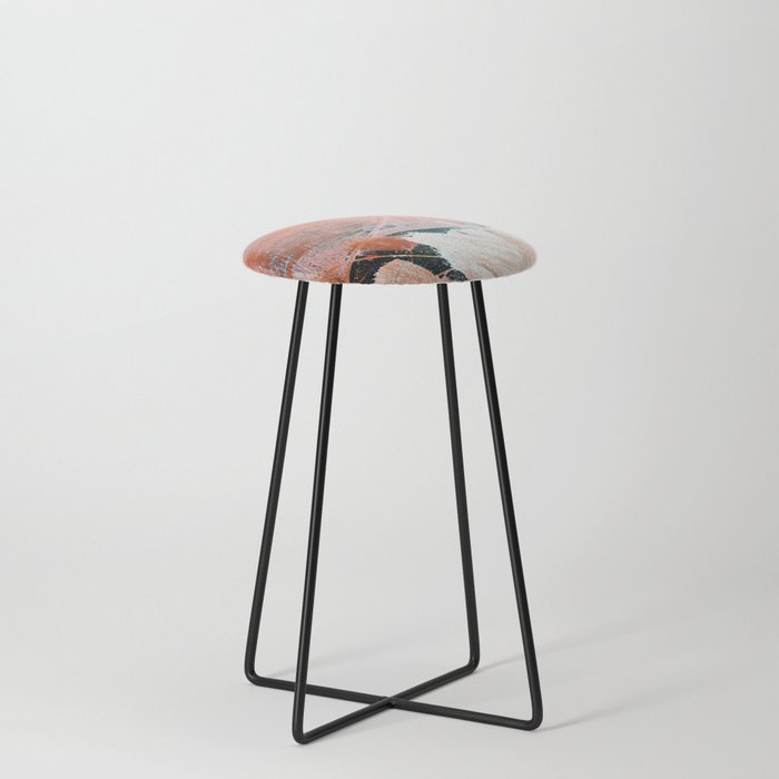 Interrupt [2]: a pretty minimal abstract acrylic piece in pink white and blue by Alyssa Hamilton Art Counter Stool