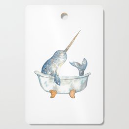  Narwhal whale taking bath watercolor Cutting Board