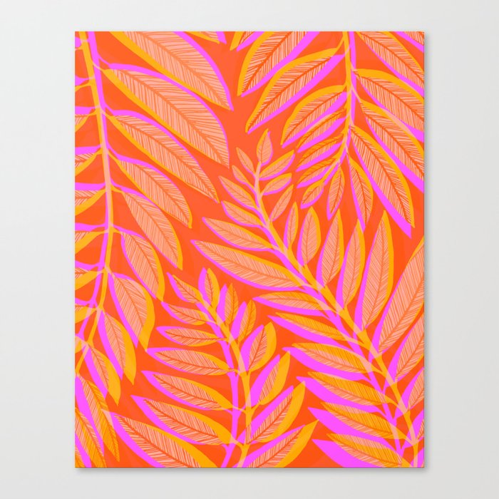 Hot Tropics II - Vertical Pink Orange Palette Canvas Print