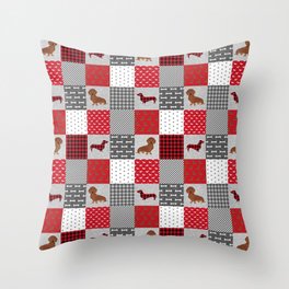 Doxie Quilt - duvet cover, dog blanket, doxie blanket, dog bedding, dachshund bedding, dachshund Throw Pillow