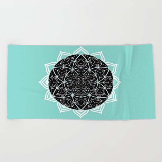 Teal Mandala Beach Towel