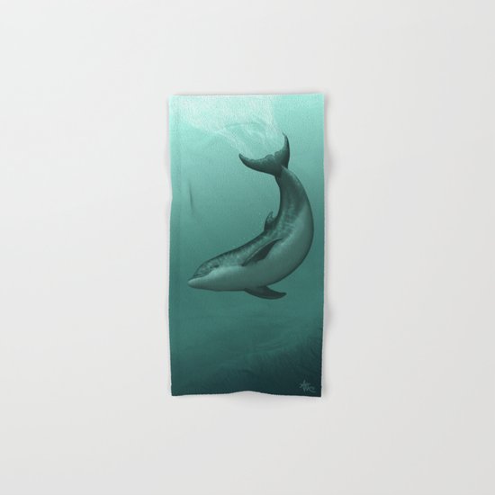 "Siren of the Lagoon" by Amber Marine ~ Indian River Lagoon Bottlenose Dolphin Art, (c) 2015 Hand & Bath Towel
