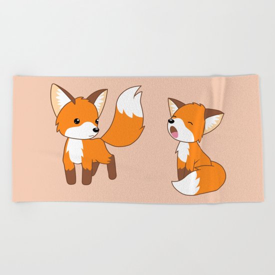 Cute Little Foxes Beach Towel
