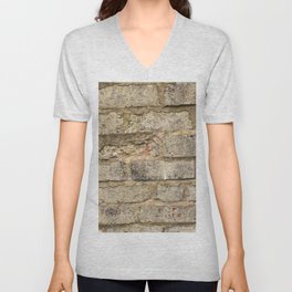 close up of brick wall, cream, old bricks, crumbling old bricks.  V Neck T Shirt