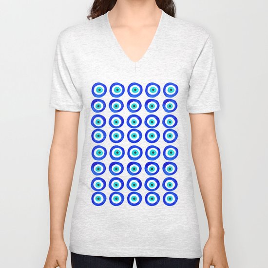 Evil Eye Talisman - on black Unisex V-Neck