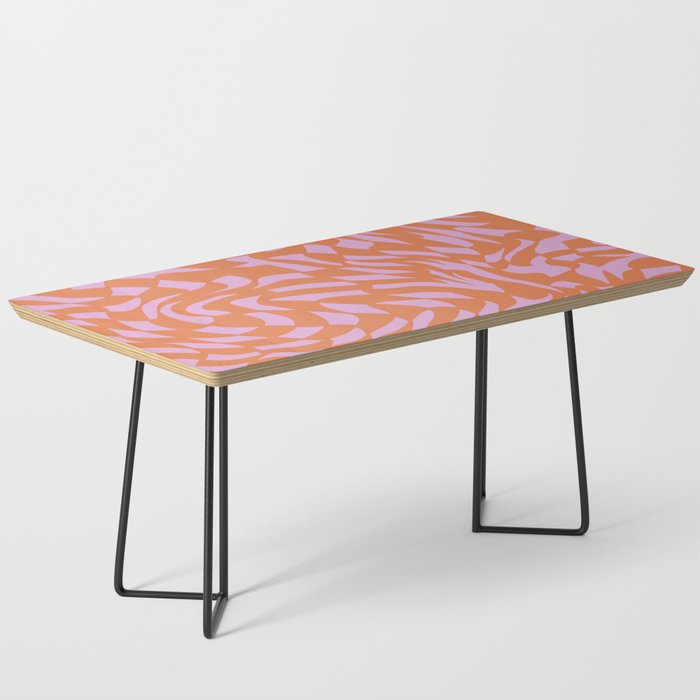 Distorted groovy checks pattern - orange pink jelly Coffee Table