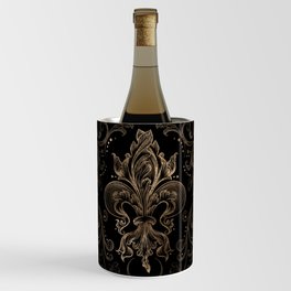 Fleur-de-lis ornament Black and Gold Wine Chiller