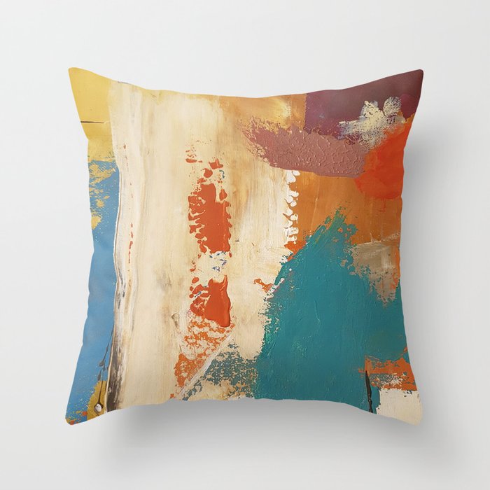 Rustic Orange Teal Abstract Throw Pillow