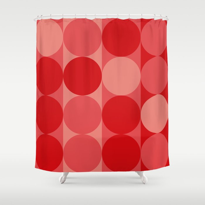 Circles in bars - Red Shower Curtain