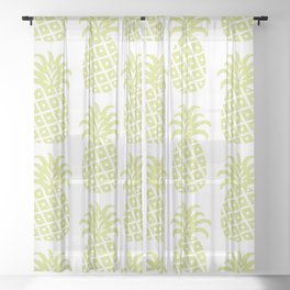 Retro Mid Century Modern Pineapple Pattern 731 Chatreuse Sheer Curtain