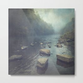 Stones in A River Metal Print | Color, Digital, Photo, Forest, Adventure, Atmosphere, Wanderlust, Nature, Painterly, Wilderness 