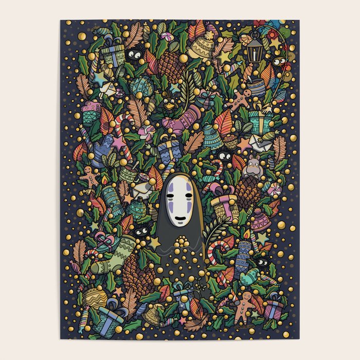 Kaonashi No Face Christmas Poster By Roberto Nieto Society6