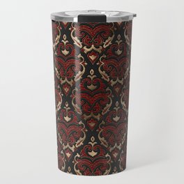 Persian Oriental Pattern - Black and Red Leather Travel Mug
