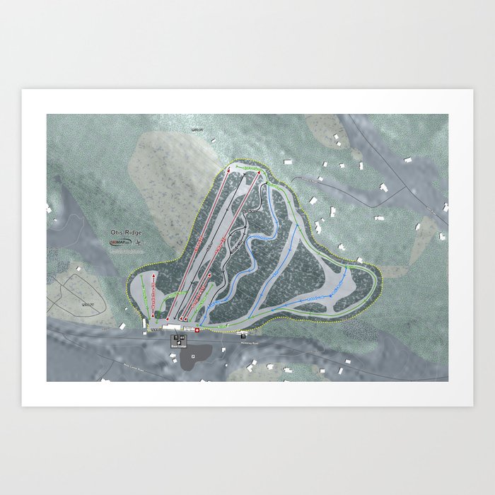 Otis Ridge Trail Map Art Print by Mapsynergy Society6