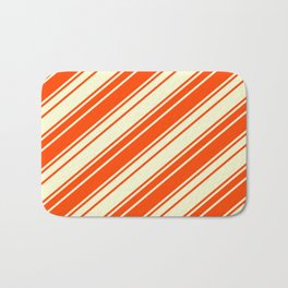 [ Thumbnail: Red & Light Yellow Colored Lines/Stripes Pattern Bath Mat ]