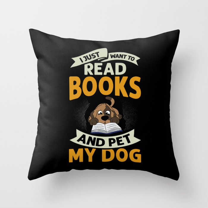 Book Dog Reading Bookworm Librarian Reader Throw Pillow