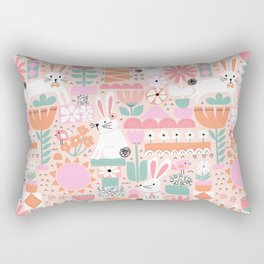 Cute Bunnies Pink Rectangular Pillow