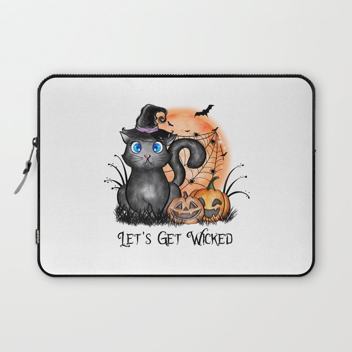Lets get wicked halloween cat quote Laptop Sleeve