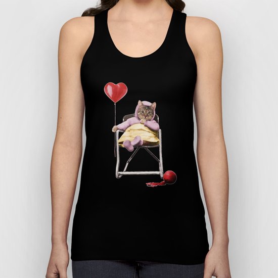 Pretty little Kitty with a heart balloon Unisex Tank Top