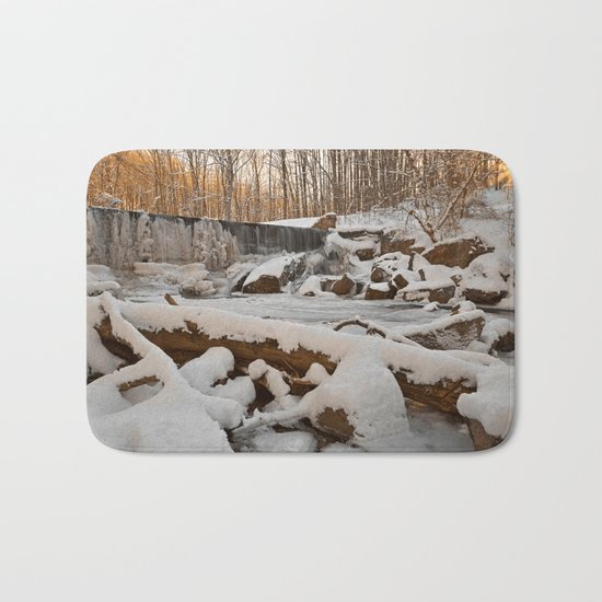 Winter Sunset Waterfall Bath Mat