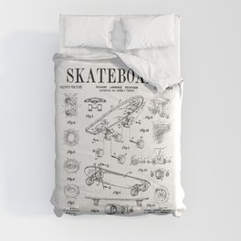 Skater Skateboard Skateboarding Vintage Patent Drawing Print Comforter